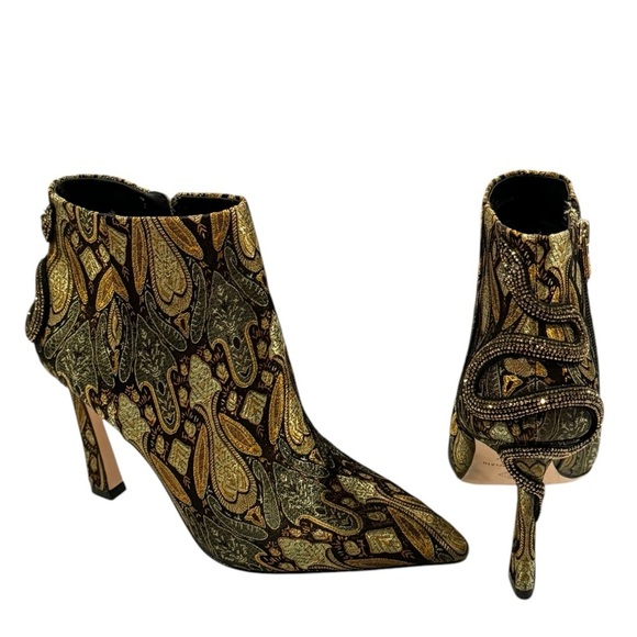 ANTONIO MELANI Grayce Jacquard Snake Embellished Booties Size 7 Unique Ornate - Picture 1 of 11